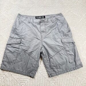 Plugg Co Mens Gray Cargo Shorts 34 Cotton Flat Front Utility Pockets Gorpcore